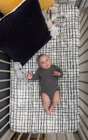Baby Cot Sheet - Swedish Check Expect-A-Spill Sheets - Marmalade Lion