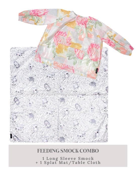 Long Sleeve Smock & Splat Mat Combo - Marmalade Lion