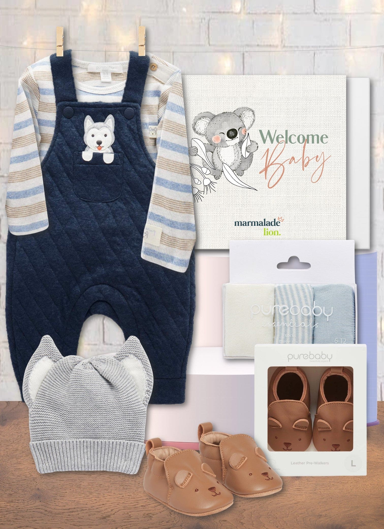 Blue Bundle & Baby Shoes Hamper - Marmalade Lion