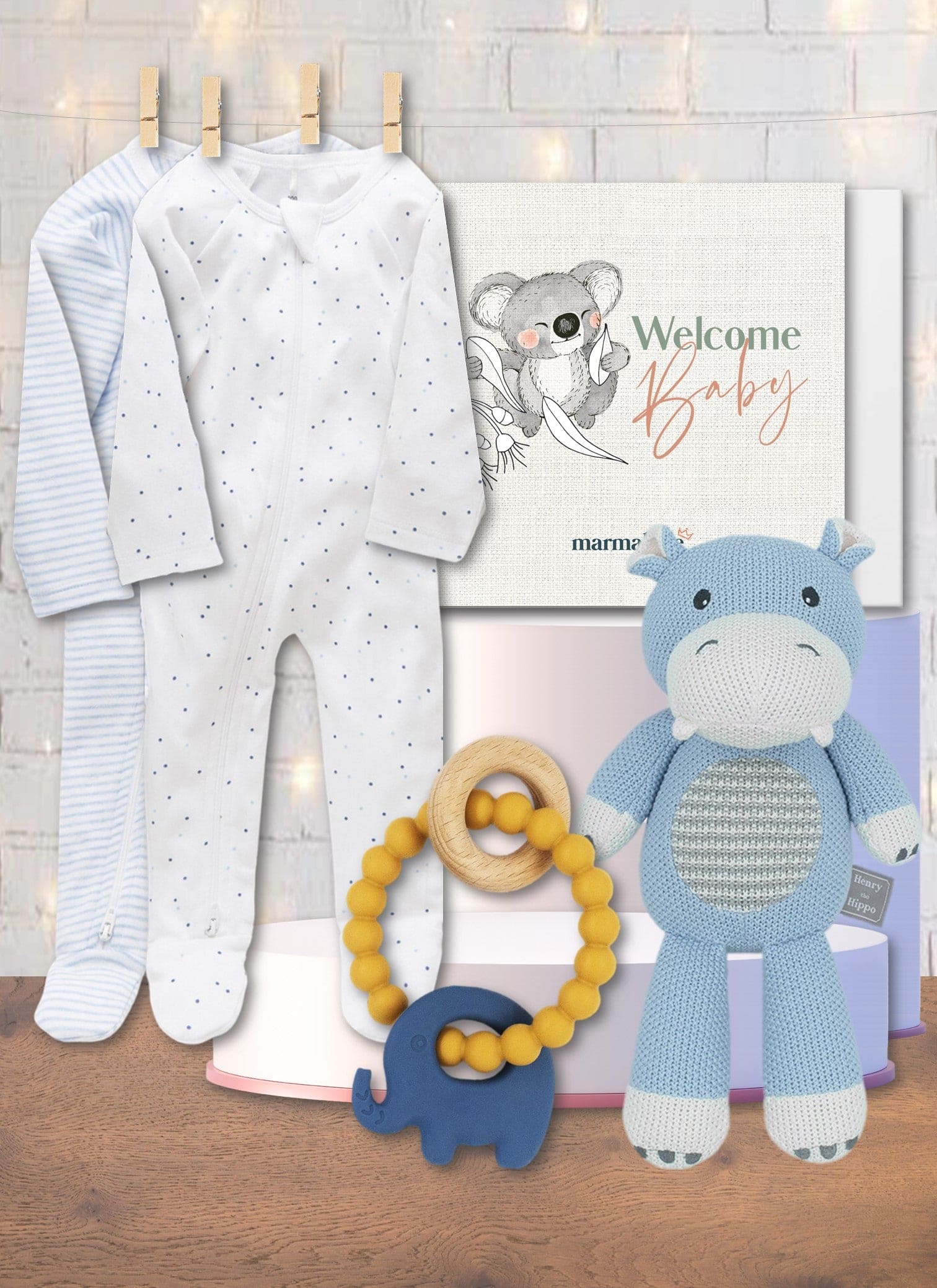 Baby Blue Snuggles & Plush Cuddles Hamper - Marmalade Lion