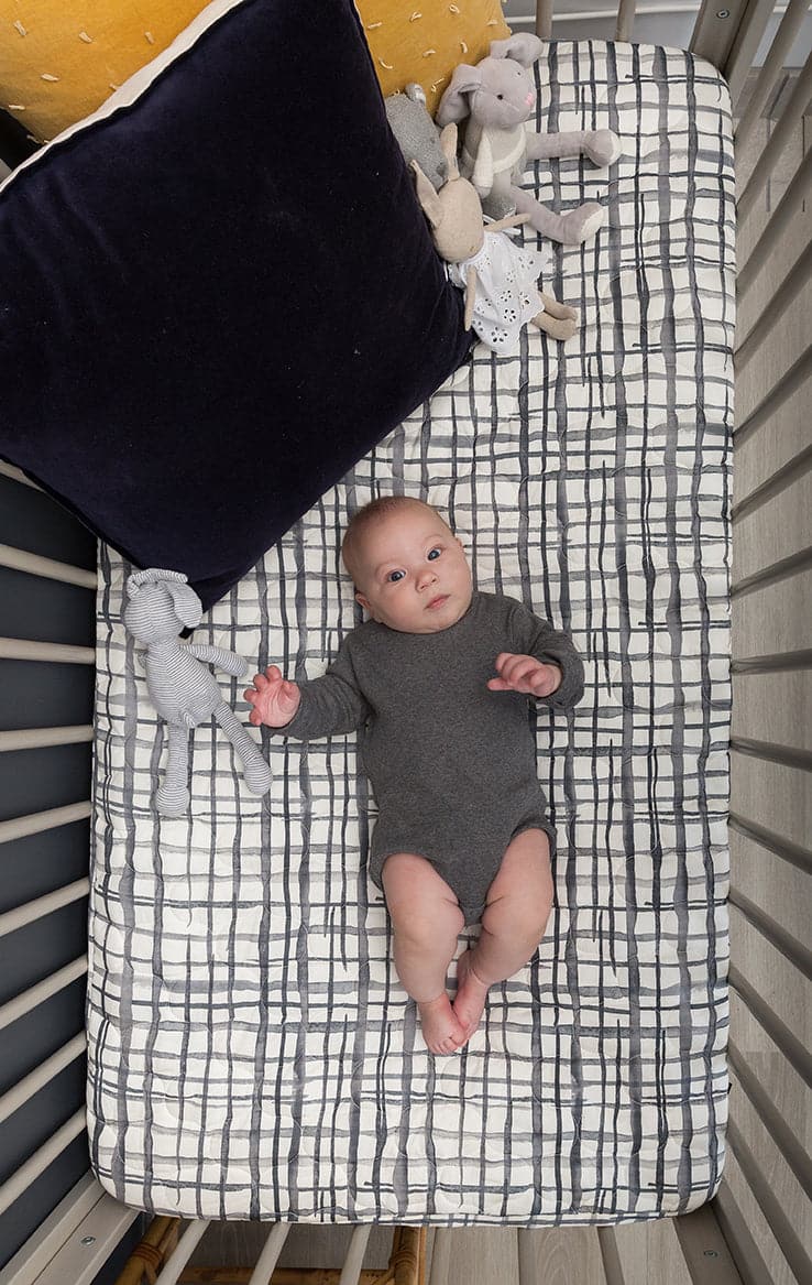 Baby Cot Sheet - Swedish Check Expect-A-Spill Sheets - Marmalade Lion