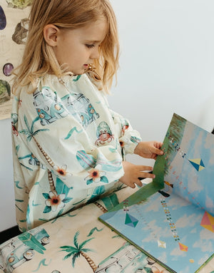 Long Sleeve Smock & Splat Mat Combo - Marmalade Lion